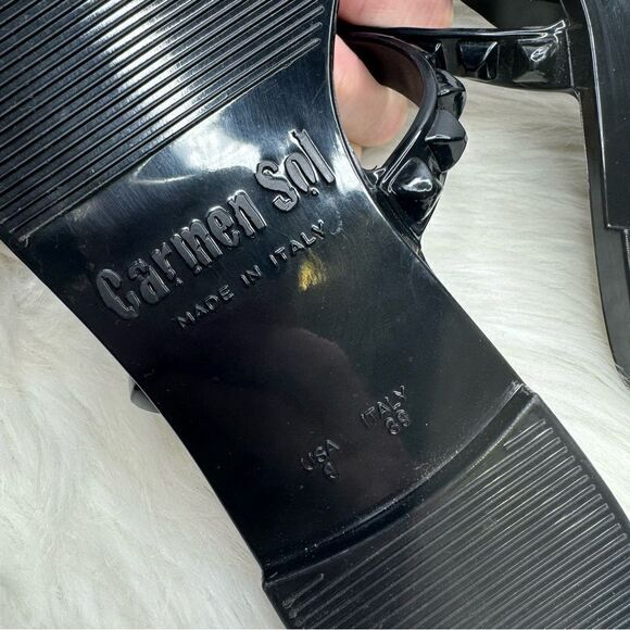 Carmen Sol Maria Studded Flat Jelly Sandals Black 39 - Picture 4 of 5